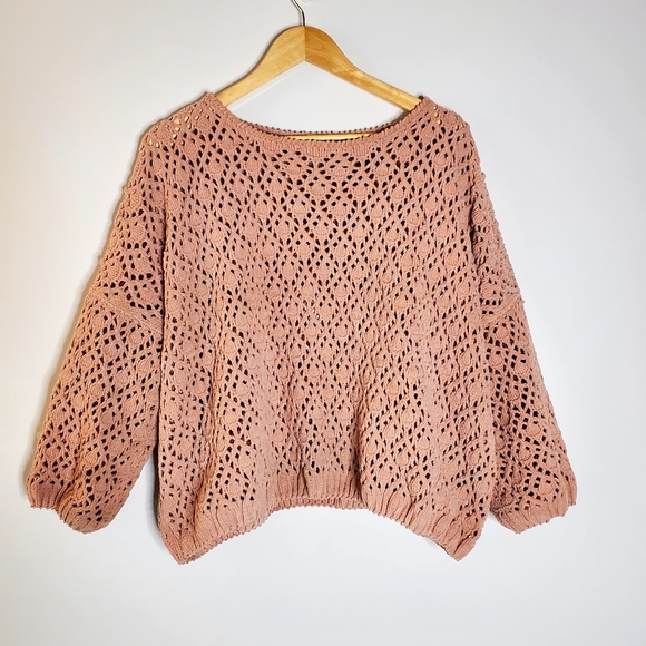 POL Sweaters - POL Open Knit cropped super soft casual mauve sweater Small Excellent condition